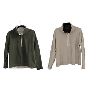 TOMMY BAHAMA Reversible 1/2 Zip Pullover Sweatshirt Green Cream Tan XL